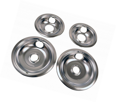 Chrome Drip Pan Bowl Set Replacement for Whirlpool W10278125 Two 6" and Two 8"