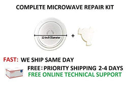 FREE Priority NEW Whirlpool Microwave Complete repair KIT Turntable Glass Plate + Coupler UNI88204 fits Whirlpool Kitchenaid PS373741 12" inches diameter