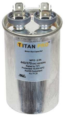 Motor Run Capacitor, 20 MFD, 3-7/16 In. H