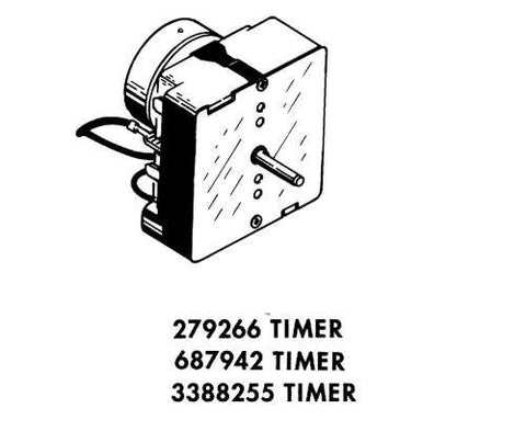 Whirlpool Part Number 3388255: Timer, Control (60 Hz.) (Dryer) (Timer Motor Not Serviceable)