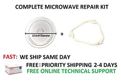 FREE Priority NEW Whirlpool Microwave Complete repair KIT Turntable Glass Plate + Tray Support UNI88205 fits Whirlpool Kitchenaid PS373741 12" inches diameter
