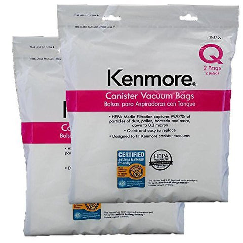Ultracare Kenmore Q Canister Hepa Cloth Bags. Will Also Fit/Replace Kenmore Type C (5055,50558) Vacuum Bags 4 pk (2 boxes = 4 bags)