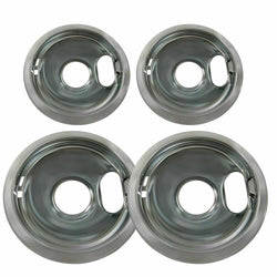 Factory Whirlpool Chrome Drip Pan Bowl Set Part # W10278125 Two 6", Two 8" Bowls
