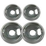 Factory Whirlpool Chrome Drip Pan Bowl Set Part # W10278125 Two 6", Two 8" Bowls