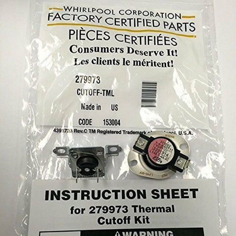 279973 Genuine OEM Whirlpool Dryer Thermostat Thermal Fuse Kit AP3094323