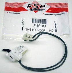 PART # 3406108 OR AP2947161 GENUINE FACTORY OEM ORIGINAL CLOTHES DRYER DOOR SWITCH FOR WHIRLPOOL, KENMORE, ROPER, SEARS AND ESTATE